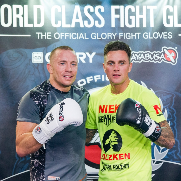 Georges St-Pierre and Nieky Holzken at Glory  event